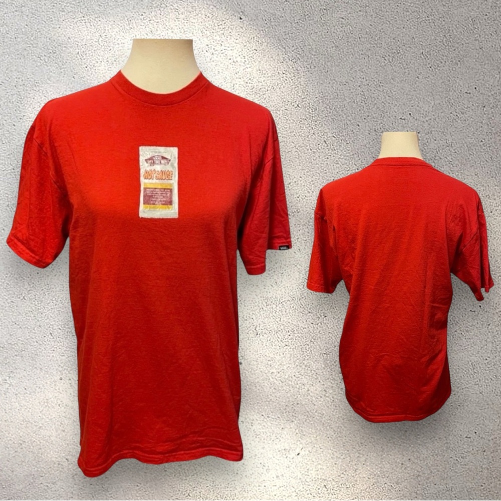Vans OFF THE WALL Crumpled Hot Sauce Packet Logo Red T-shirt Medium - Picture 2 of 10